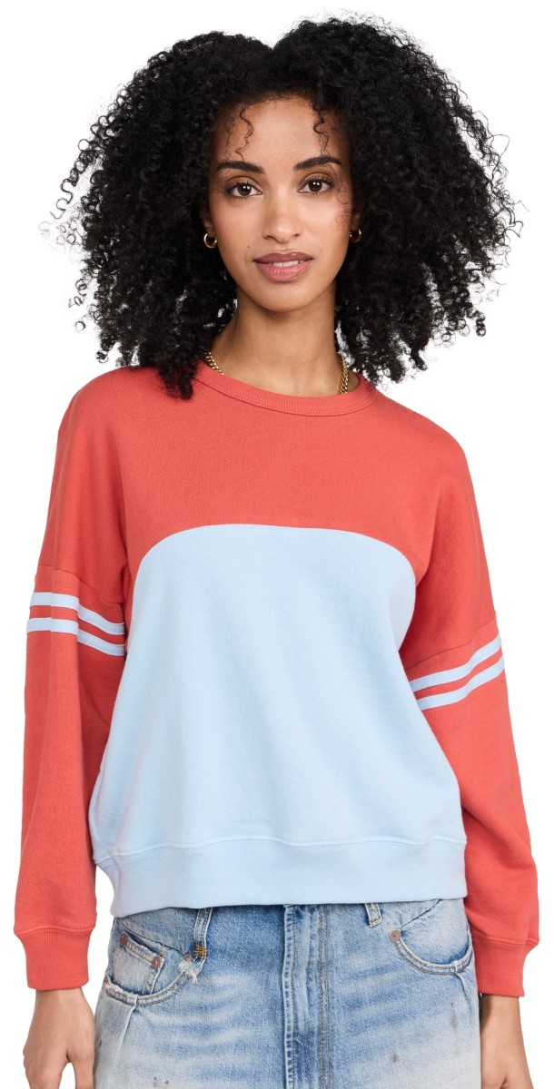 THE GREAT. The Cross Country Teammate Sweatshirt Heirloom Tomato Colorblock