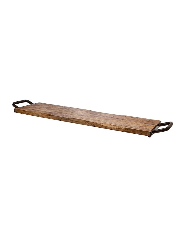 25" Long Wood Tray w/ Metal Handles