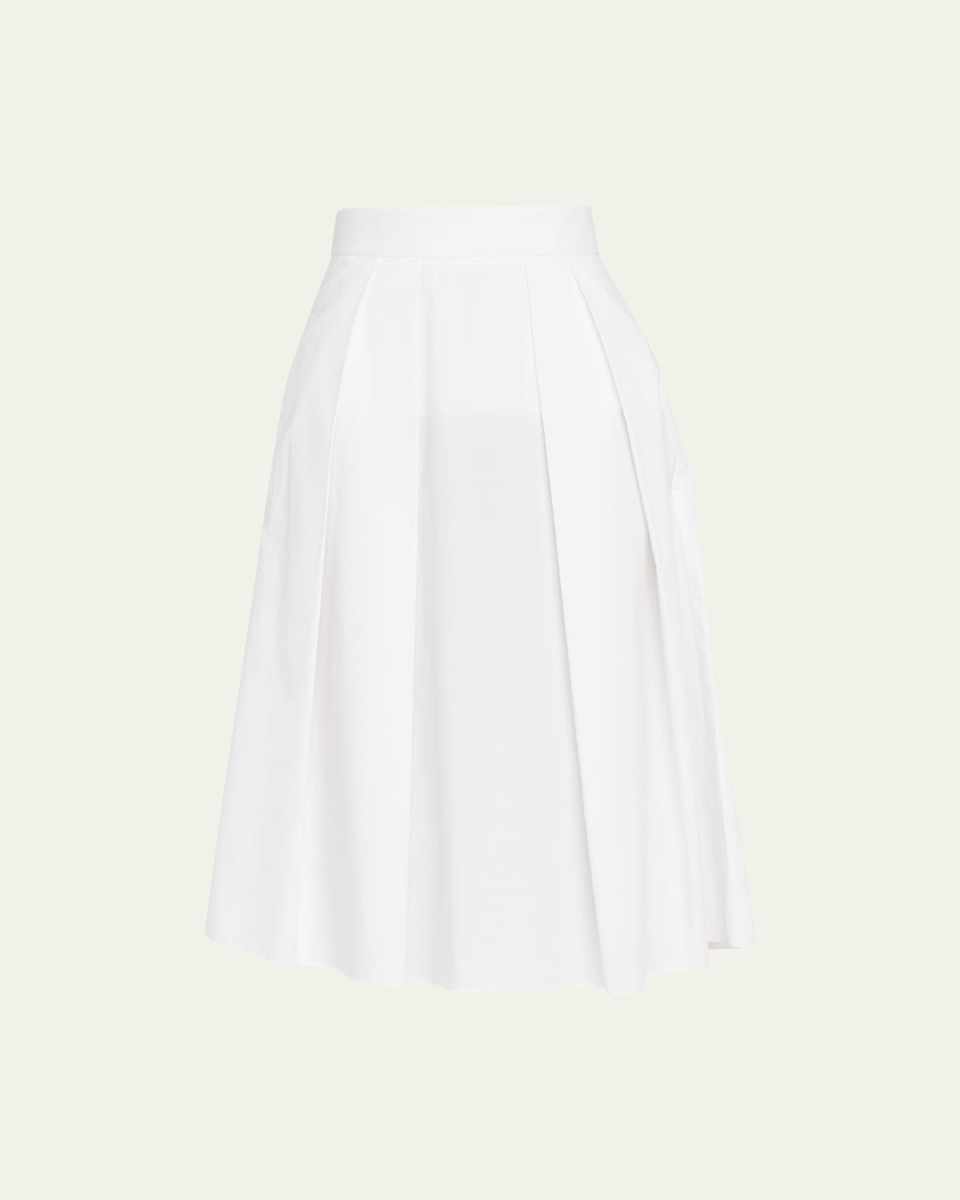 Pleated Poplin Midi Skirt