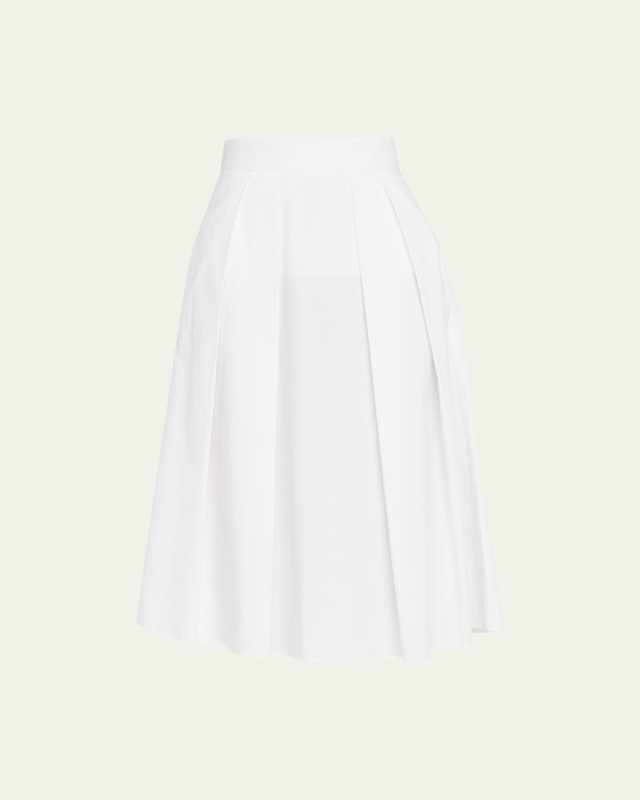 Pleated Poplin Midi Skirt