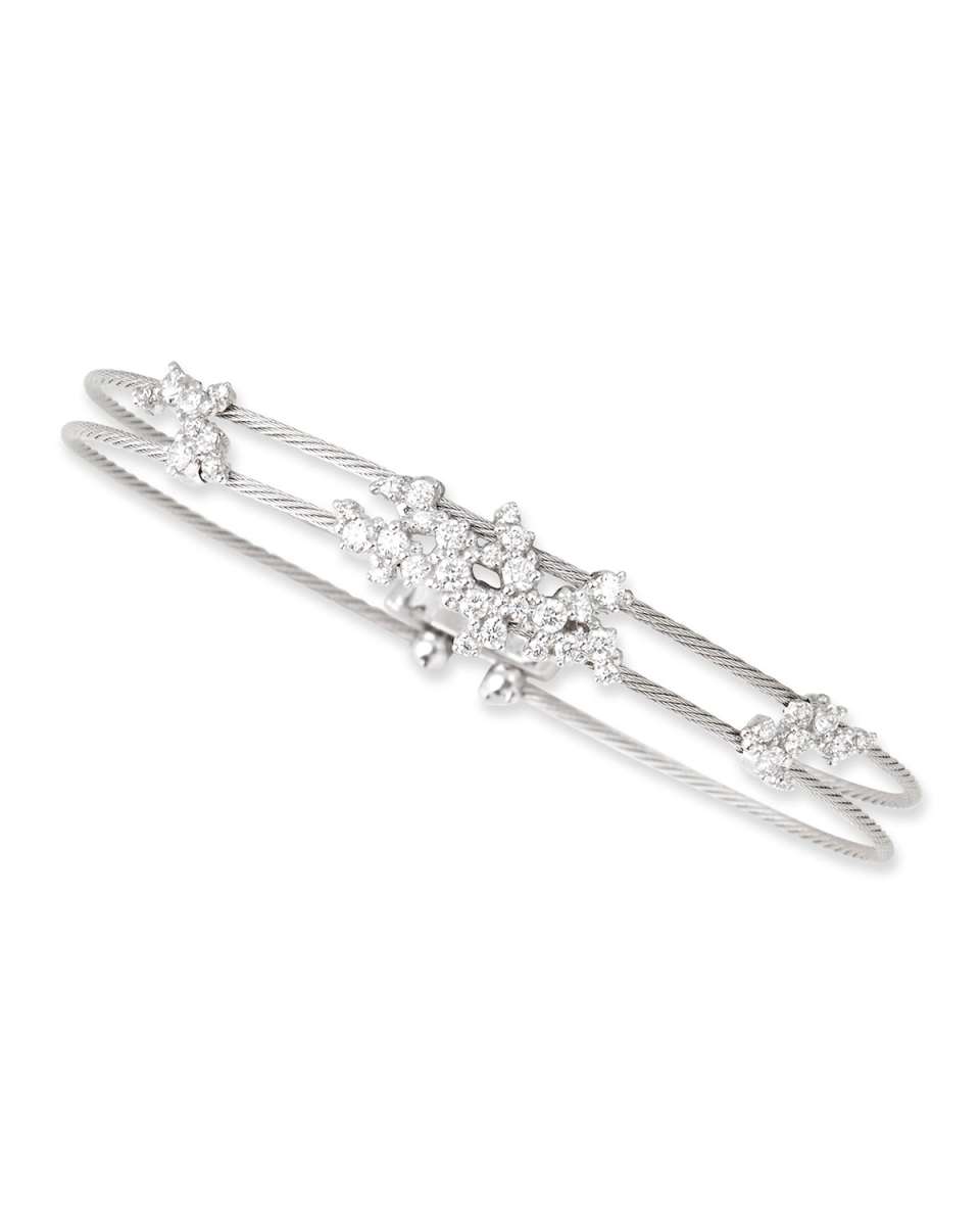 18k White Gold Diamond Confetti Double Wire Bracelet