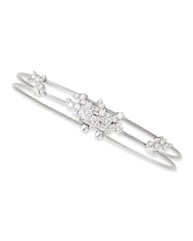18k White Gold Diamond Confetti Double Wire Bracelet