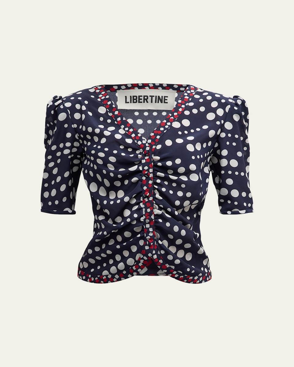 Dot Dotism Monaco Short-Sleeve Button-Front Top