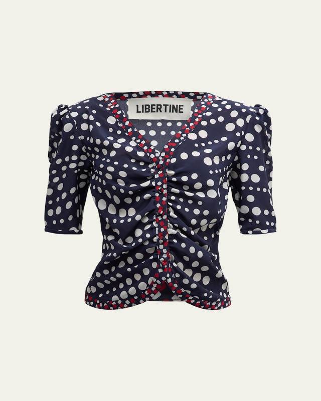 Dot Dotism Monaco Short-Sleeve Button-Front Top