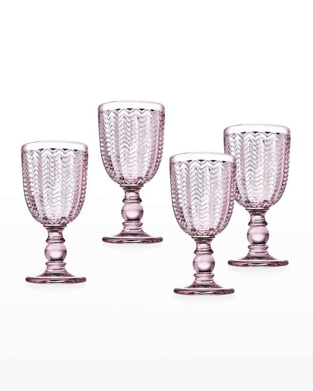 Twill Pink Goblet Glasses, Set of 4