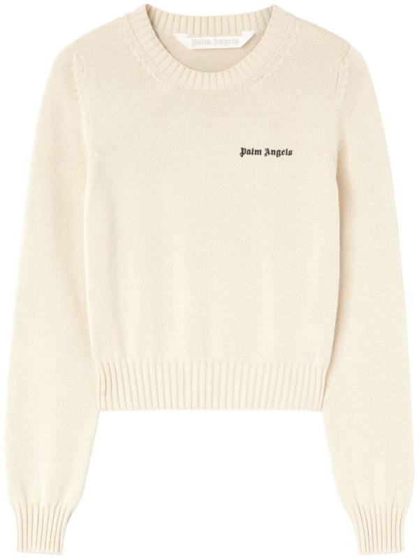 logo-embroidered cotton jumper