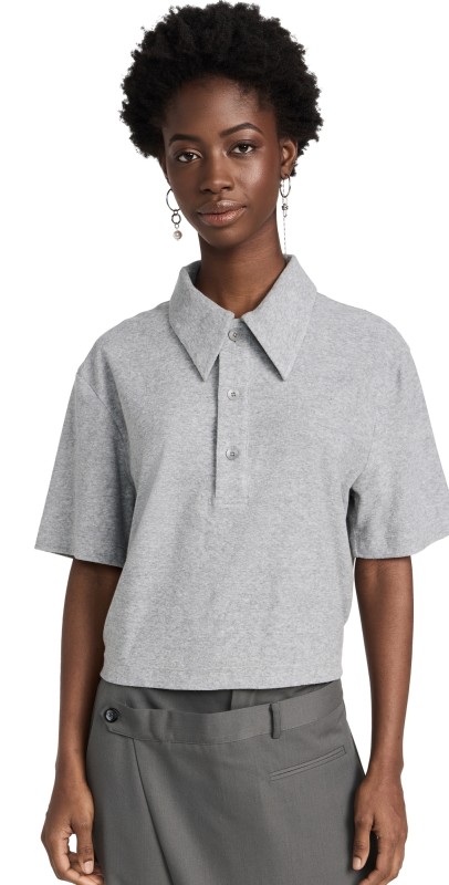 Tibi Dry Loop Terry Easy Polohirt Heather Grey