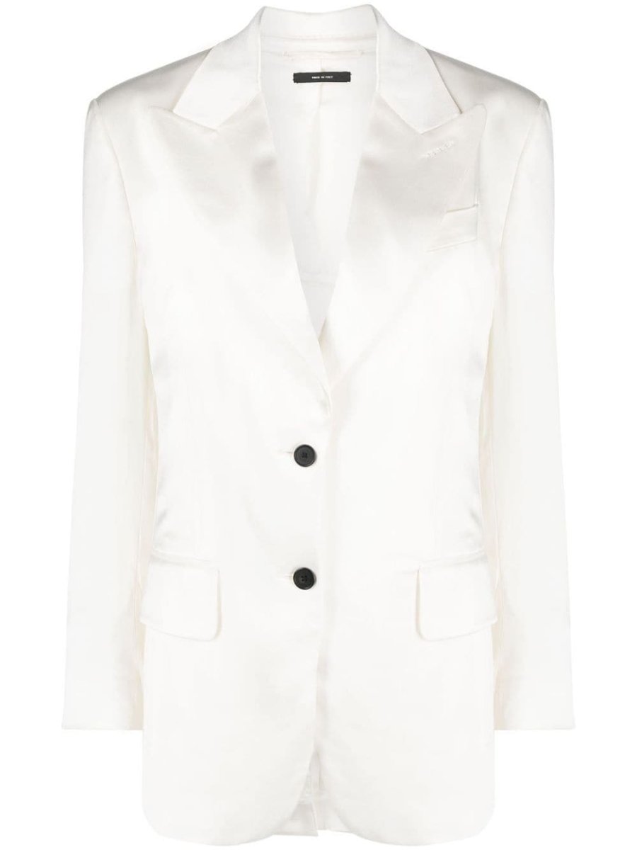 single-breasted satin-finish blazer