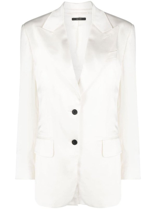 single-breasted satin-finish blazer