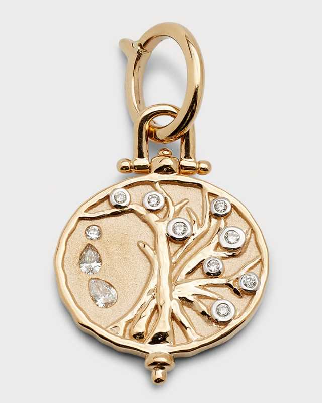 14K Yellow Gold Diamond Tree of Life Pendant