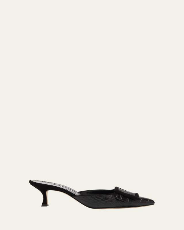 Maysale Croco Buckle Mule Pumps