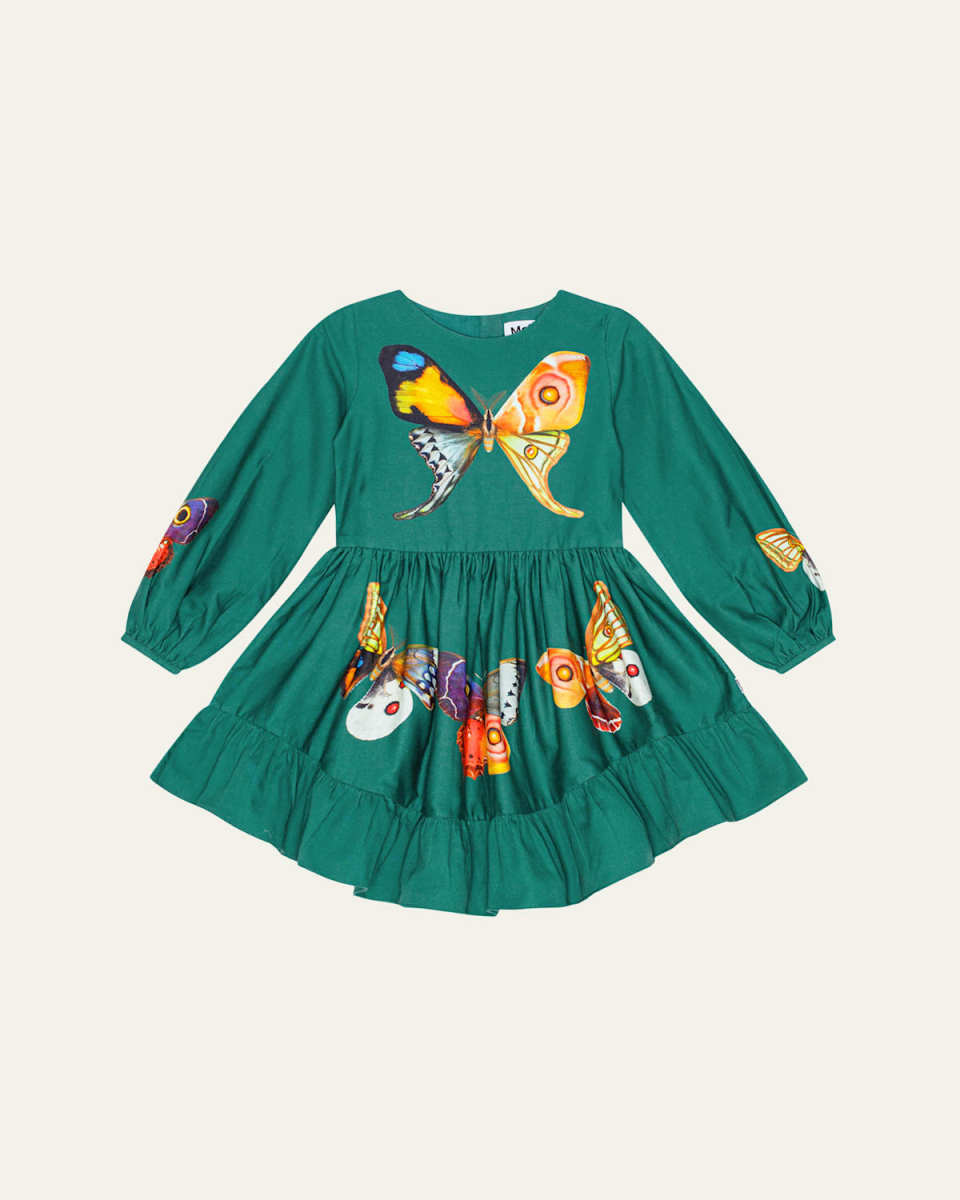 Girl's Calissa Butterfly-Print Dress, Size 3T-6