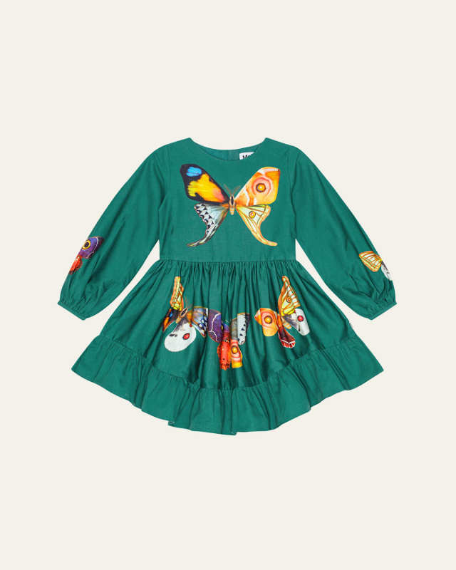 Girl's Calissa Butterfly-Print Dress, Size 3T-6