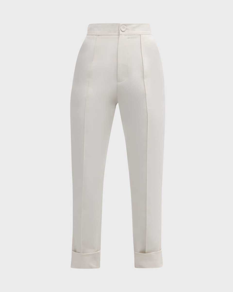 High-Rise Pintuck Straight-Leg Ankle Pants
