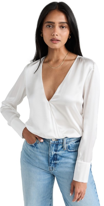 L'AGENCE Blaze Plunge Thong Bodysuit Ivory