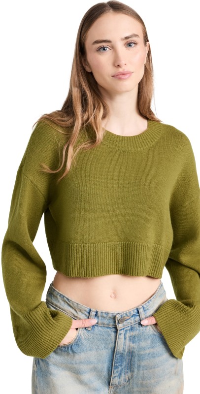 Reformation Paloma Cropped Cashmere Crew Pear