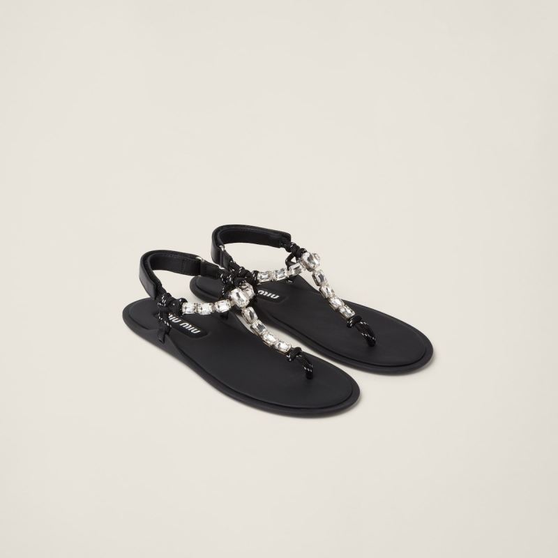 MIU MIU Cotton cord thong sandals