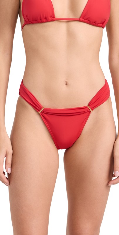 ViX Paula Hermanny Solid Bia Tube Full Bikini Bottoms Red