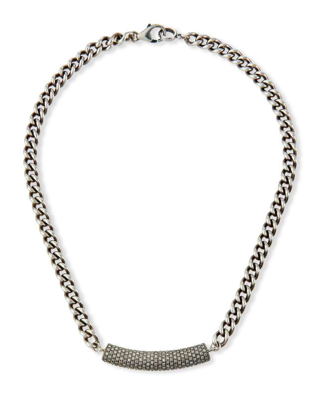 7mm Short Curb Chain & Diamond Necklace
