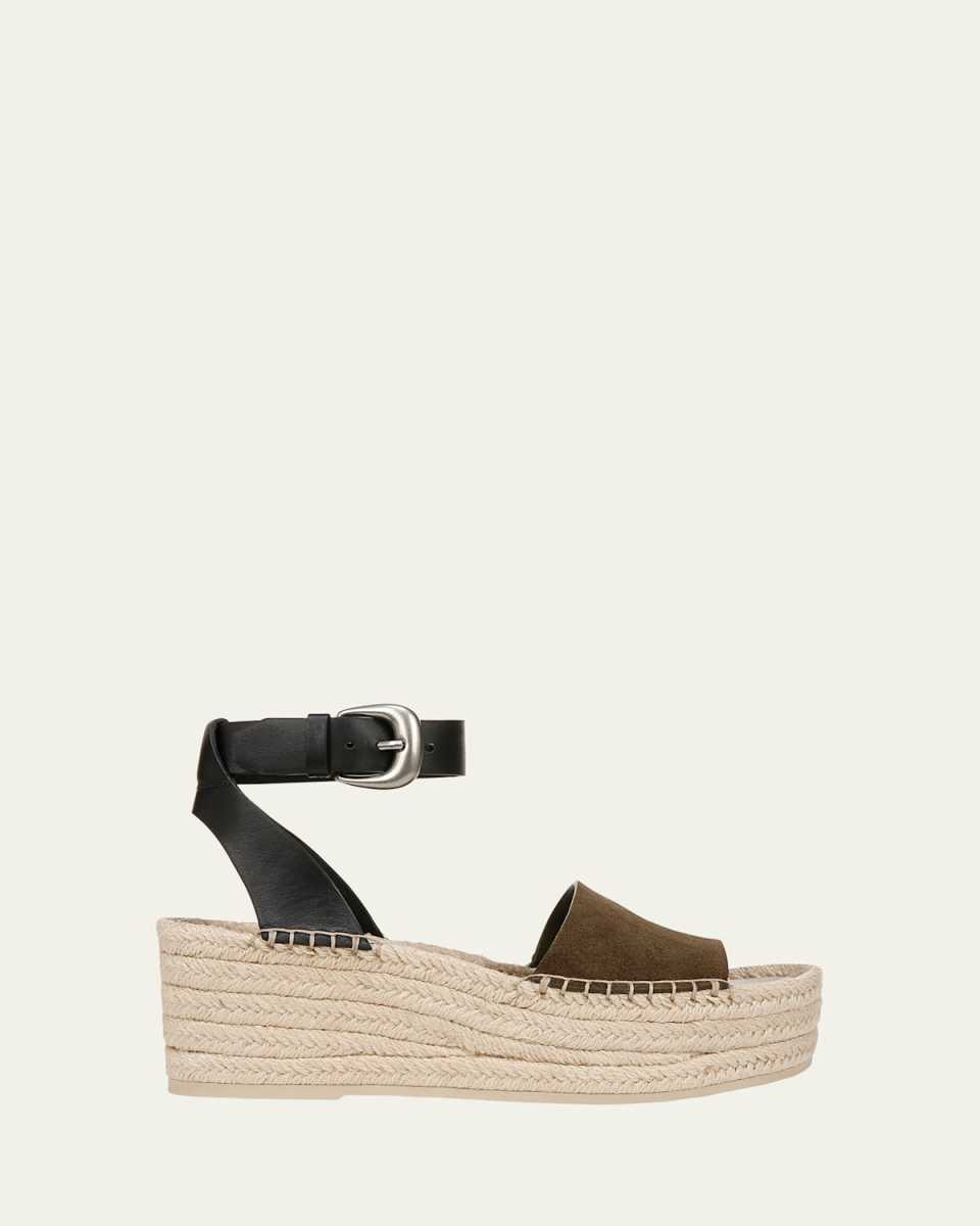 Belisa Mixed Leather Ankle-Strap Espadrilles