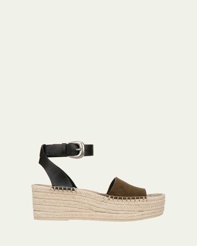 Belisa Mixed Leather Ankle-Strap Espadrilles