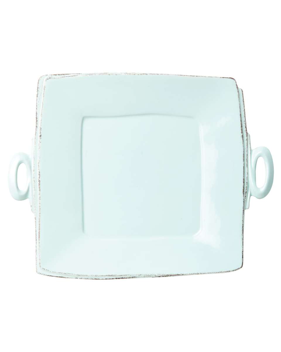 Lastra Handled Square Platter, Aqua