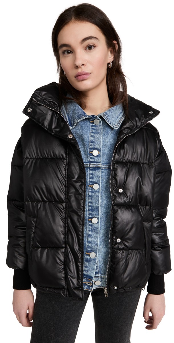 BLANKNYC Run The Show Nylon & Denim Puffer Run The Show