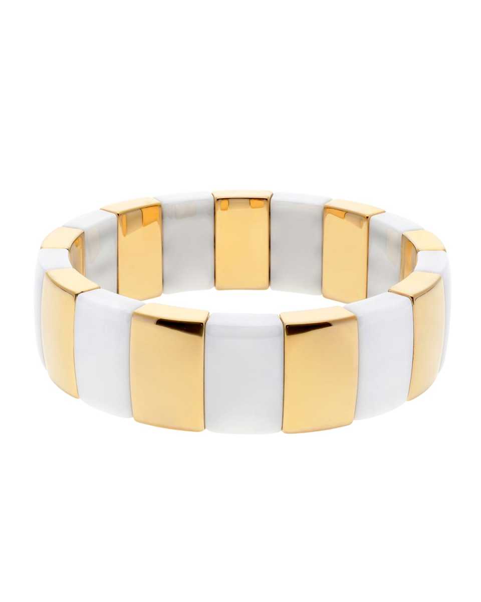 AURA 18k Gold Overlay & Ceramic Stretch Bracelet
