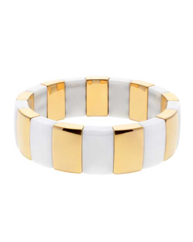 AURA 18k Gold Overlay & Ceramic Stretch Bracelet