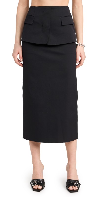 Juun. J Jacket Layerd Long Slit Skirt Black