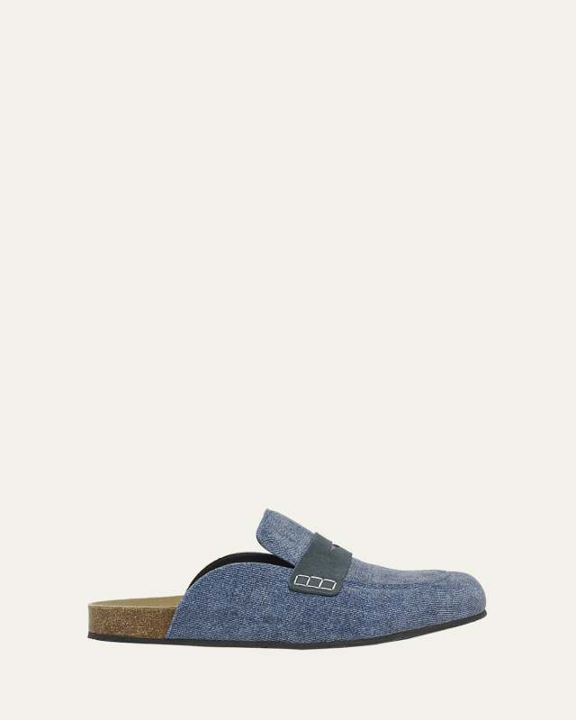 Denim Penny Loafer Mules