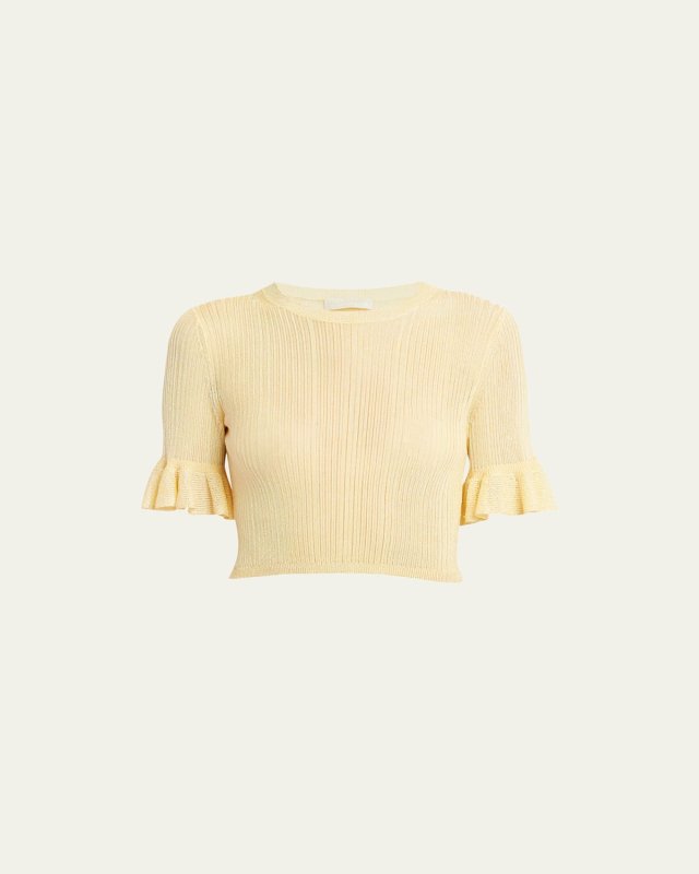 Patti Short Ruffle-Cuff Crop Top