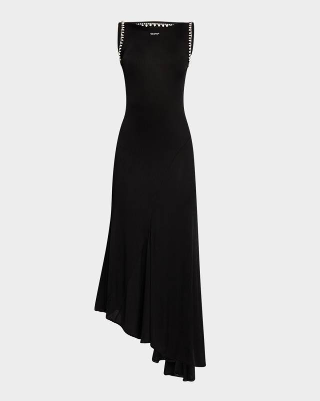 20s Embellished Rib Backless Maxi Dress