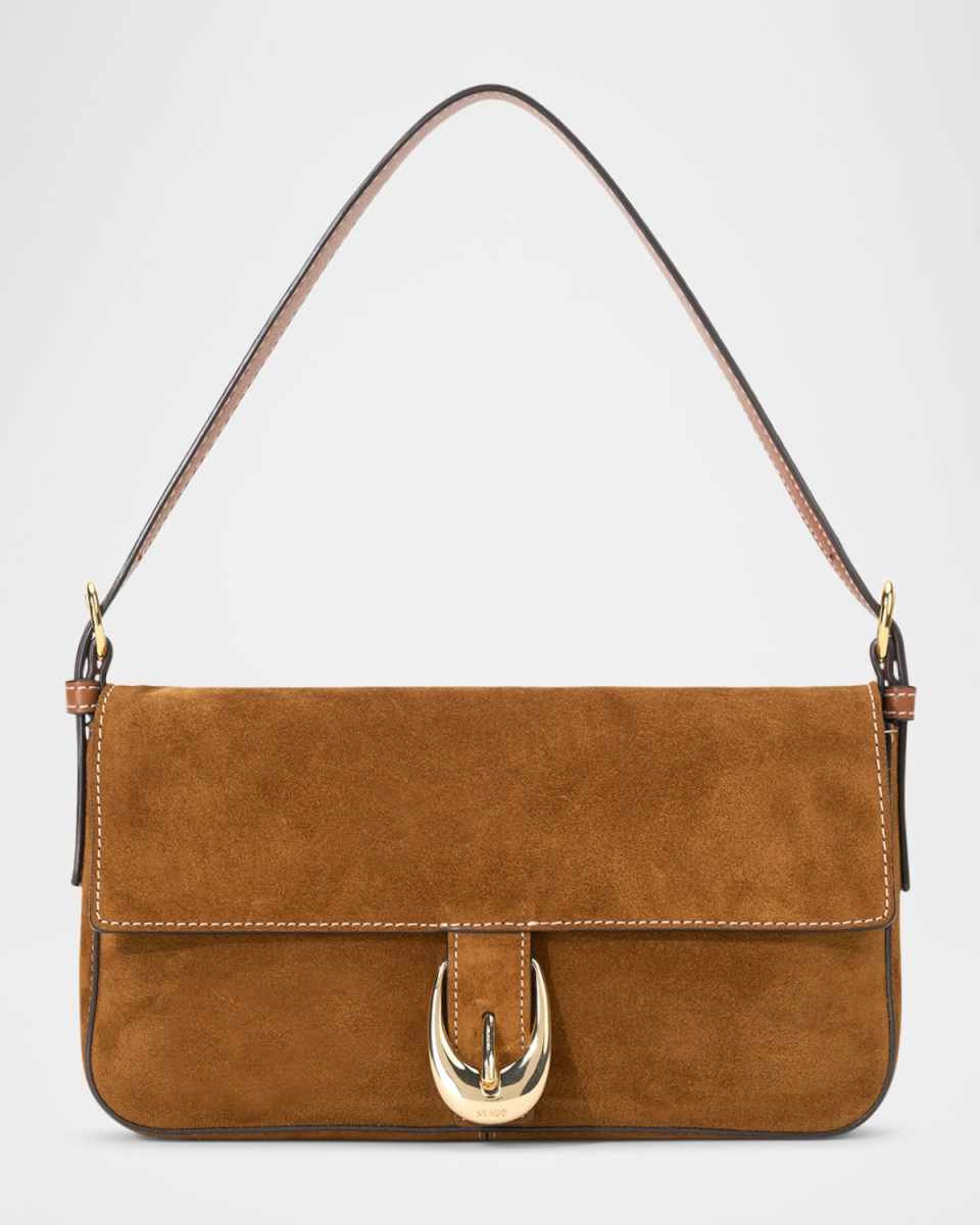Harlow Buckle Suede Shoulder Bag