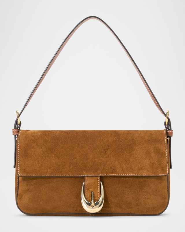 Harlow Buckle Suede Shoulder Bag
