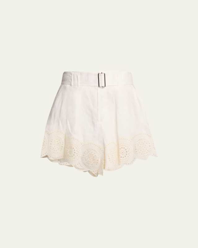 Milos Linen Eyelet Shorts