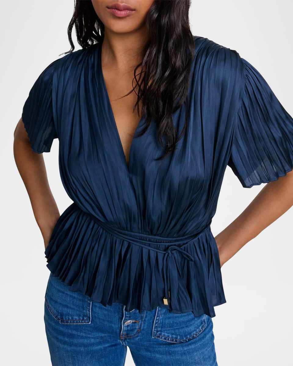 Levilly Pleated Satin Blouse