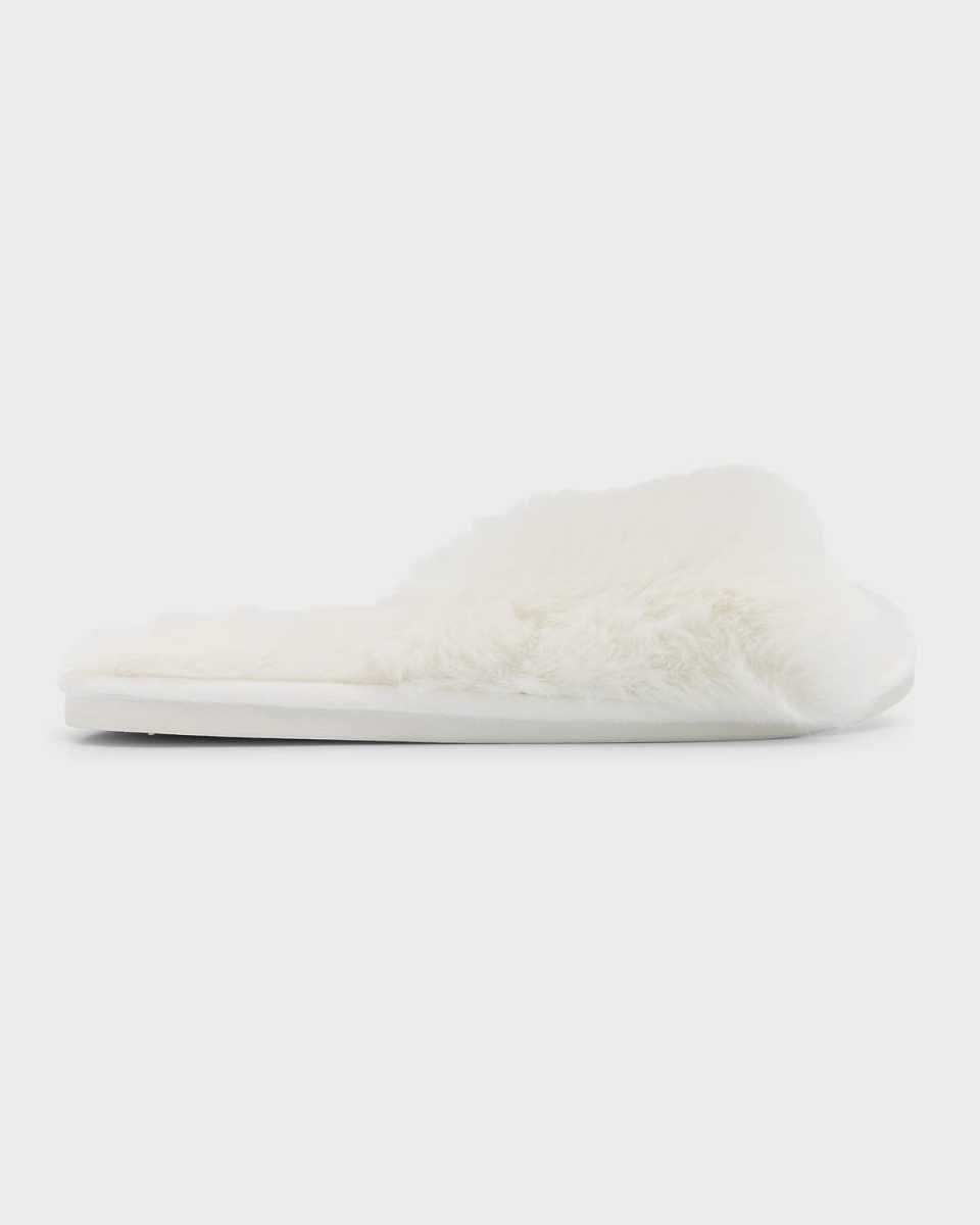 Plush Open-Toe Faux Fur Slippers