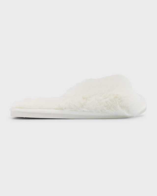 Plush Open-Toe Faux Fur Slippers