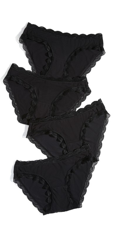 Stripe & Stare Bikini Briefs - 4 Pack Black/Black/Black/Black
