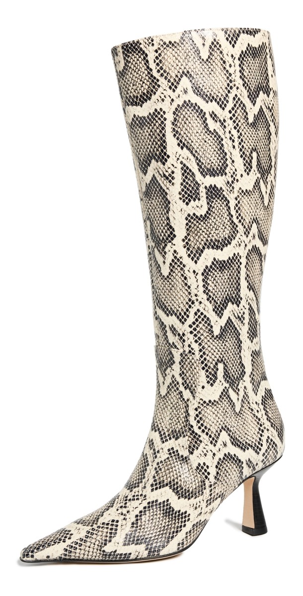 AEYDE Esme Snake Print Goat Leather Creamy Boots Creamy
