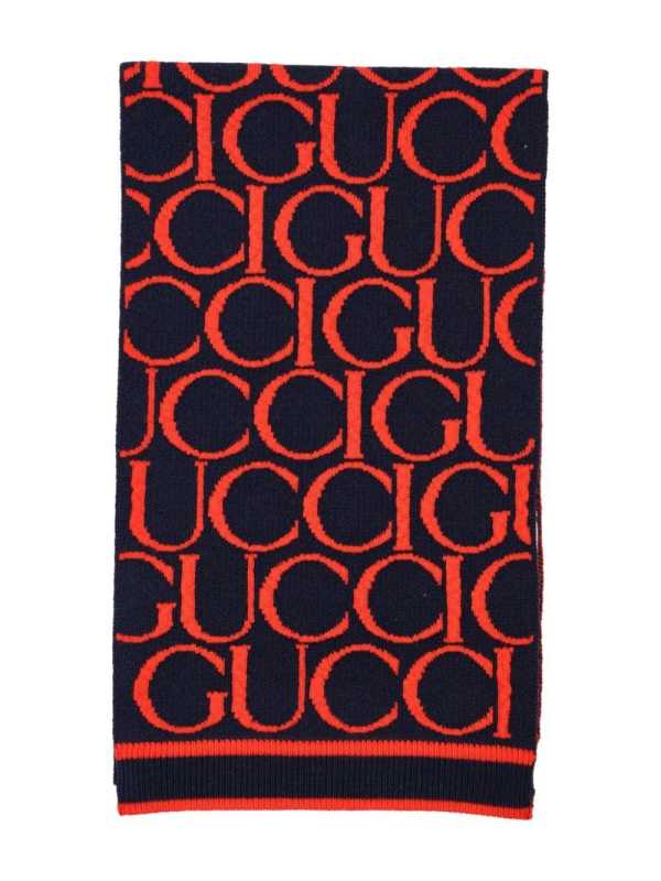 logo-jacquard wool scarf