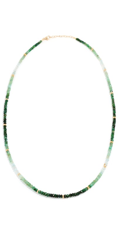JIA JIA 14k Exclusive Mini Necklace with Gold Beads Yellow Gold/Green