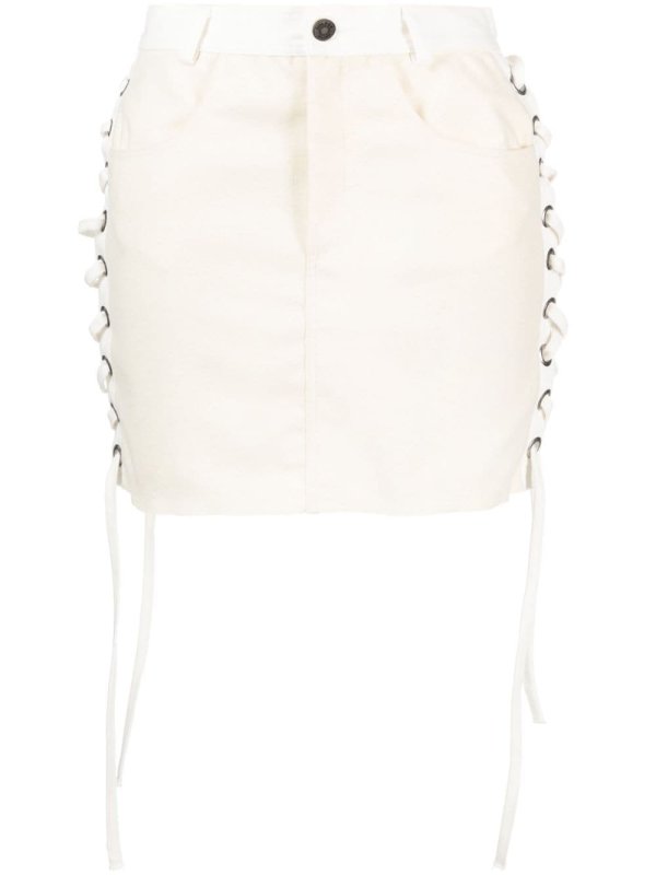 lace-up denim miniskirt
