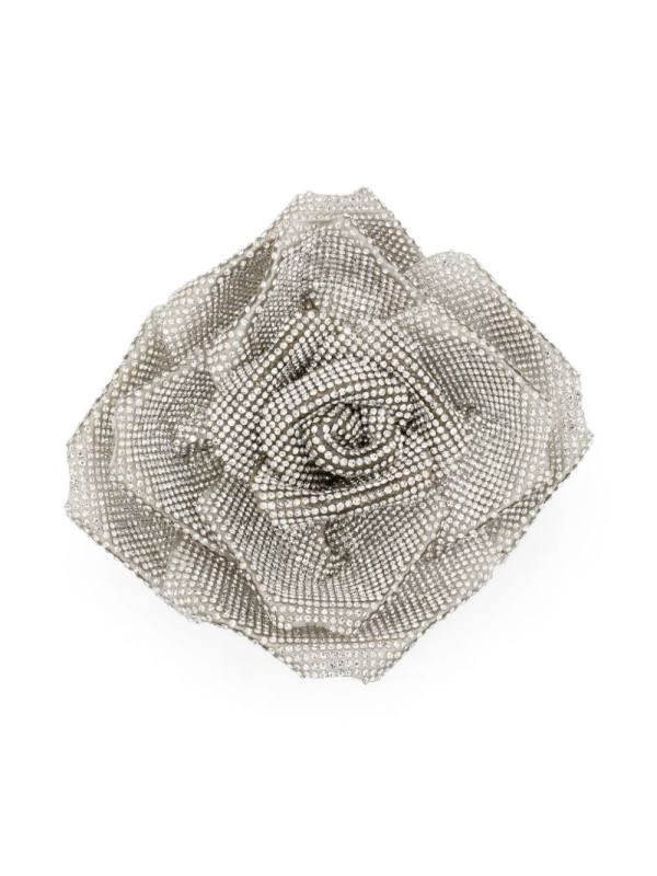 rhinestone-embellished floral brooch