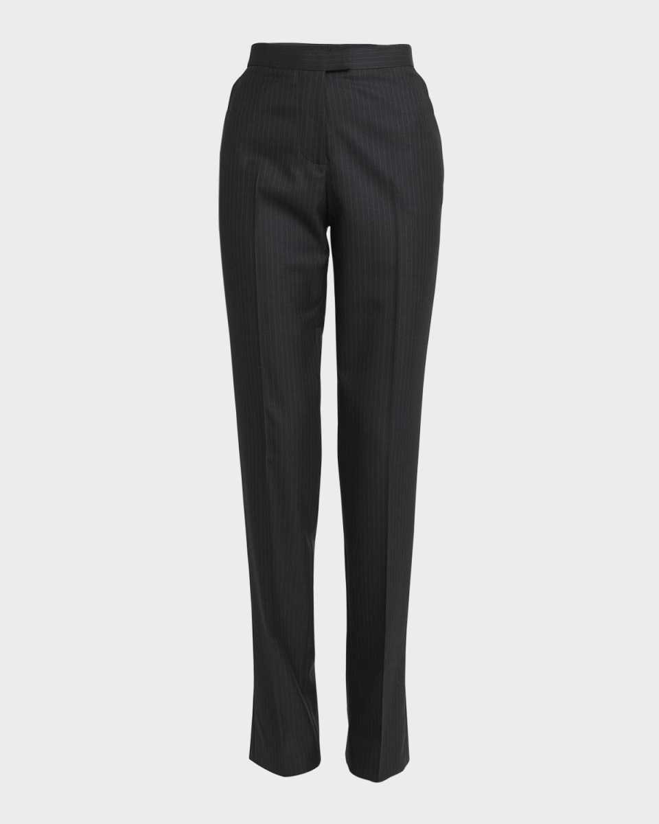 Straight-Leg Wool Pinstripe Trousers