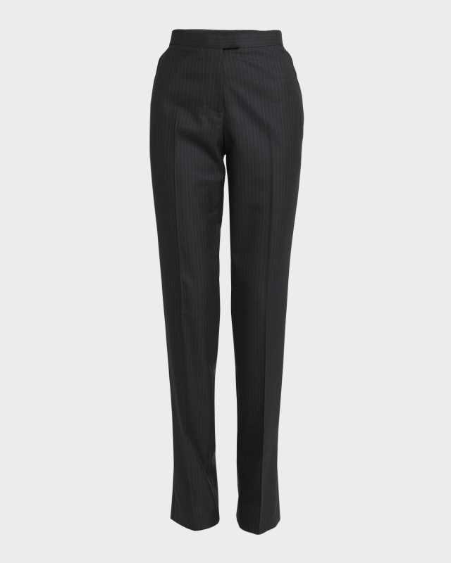 Straight-Leg Wool Pinstripe Trousers