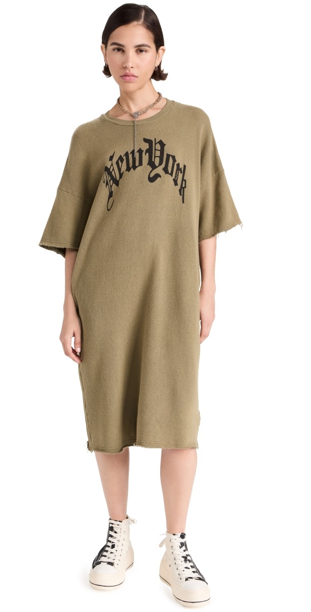R13 Elongated T Shirt Dress Light Olive