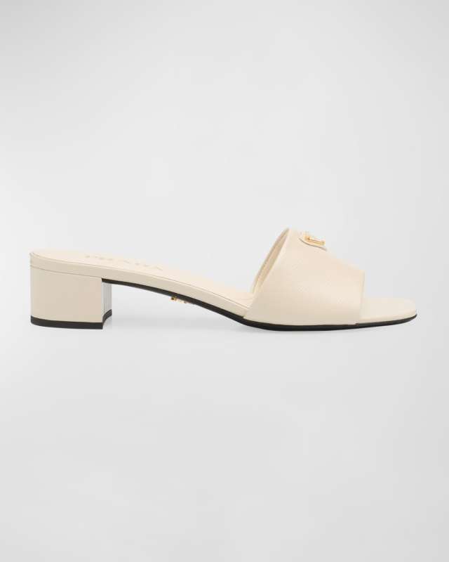 Leather Logo Slide Sandals