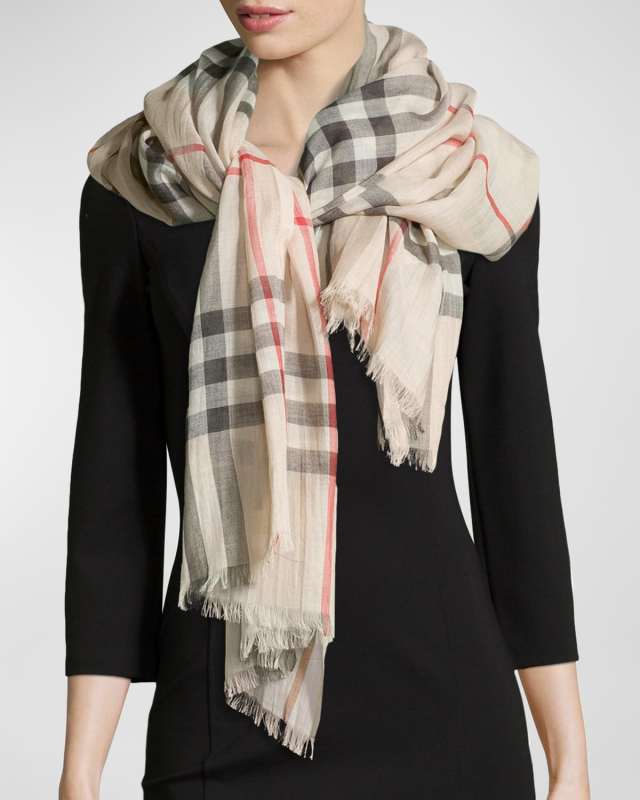 Giant Check Gauze Scarf
